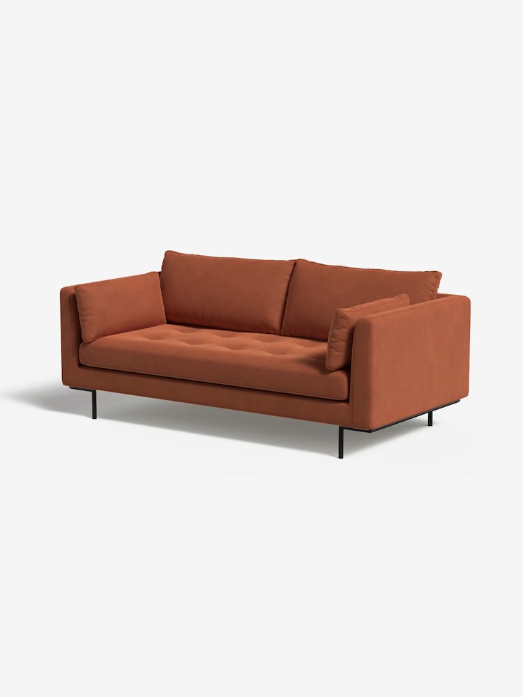 MADE.COM Matt Velvet Burnt Orange Harlow 2 Seater Sofa - Image 1 of 4