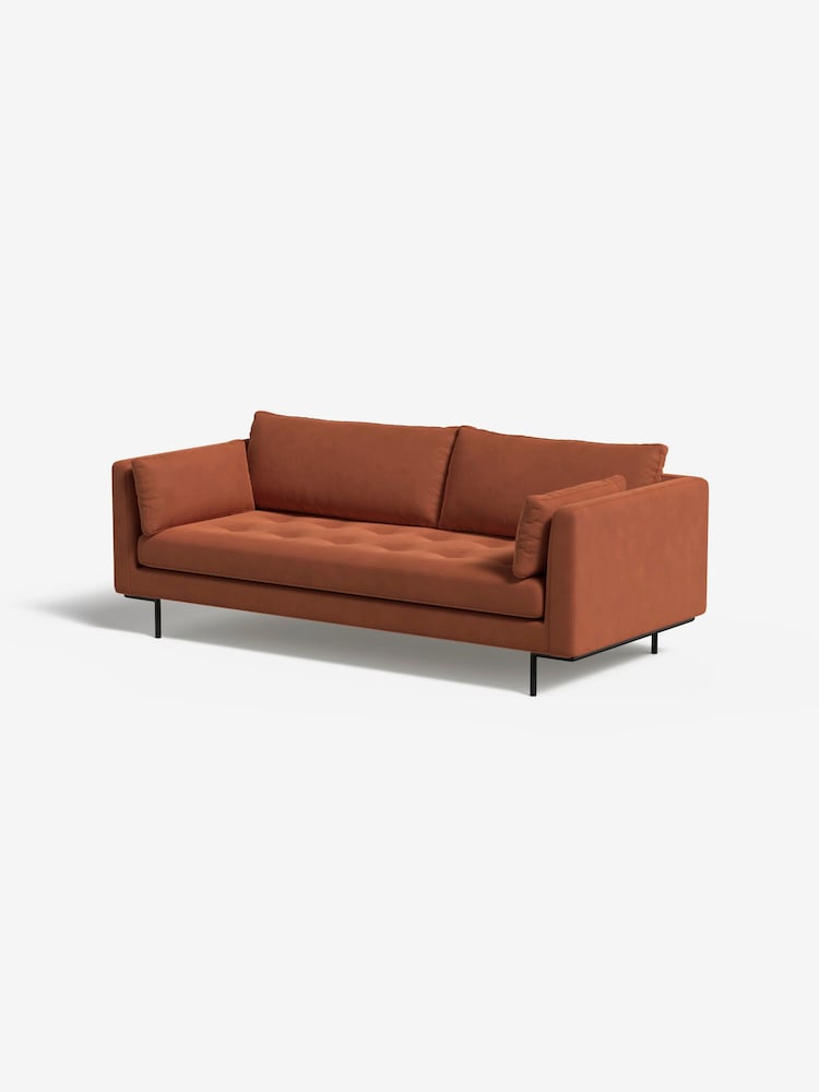 MADE.COM Matt Velvet Burnt Orange Harlow 3 Seater Sofa - Image 1 of 4