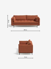 MADE.COM Matt Velvet Burnt Orange Harlow 3 Seater Sofa - Image 3 of 4