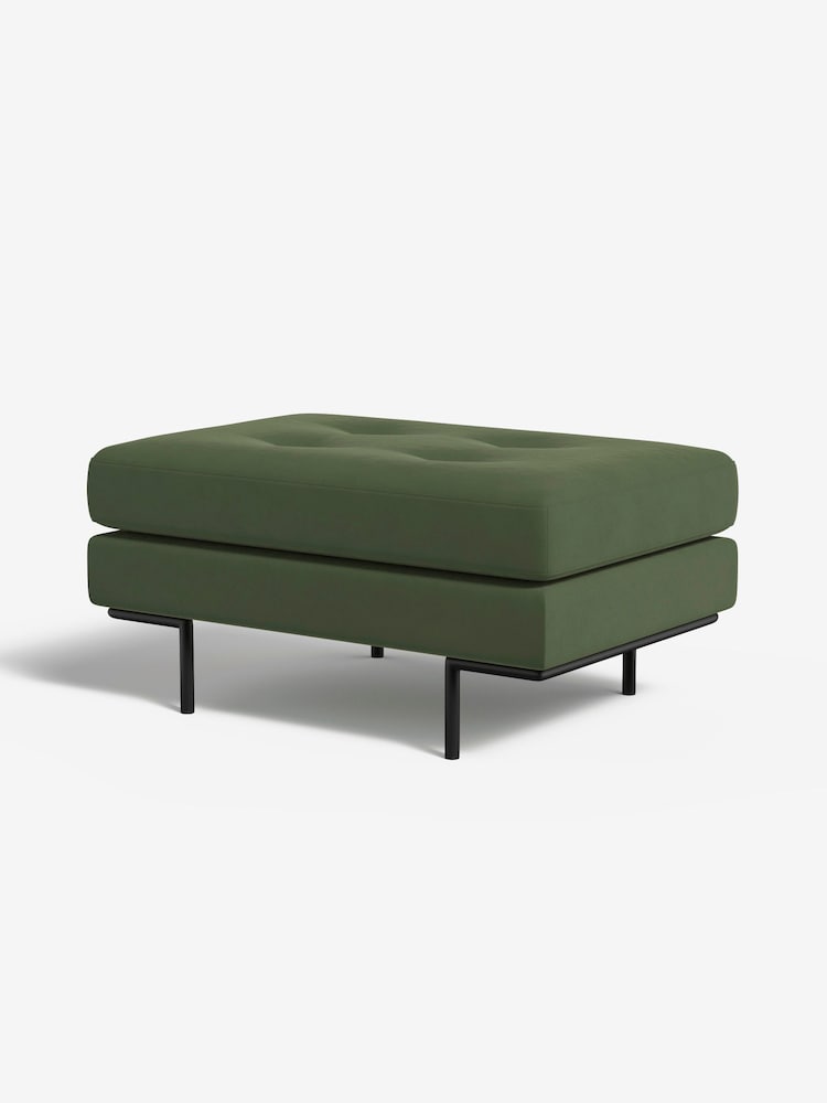 MADE.COM Matt Velvet Grass Green Harlow Footstool - Image 1 of 3