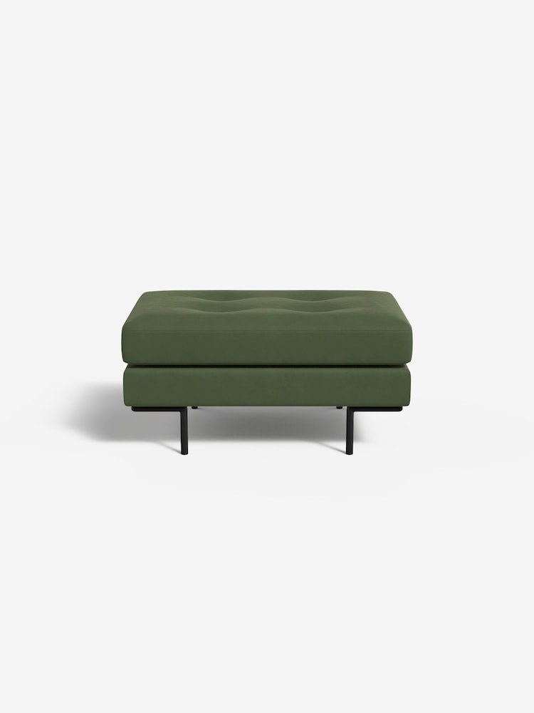 MADE.COM Matt Velvet Grass Green Harlow Footstool - Image 2 of 3