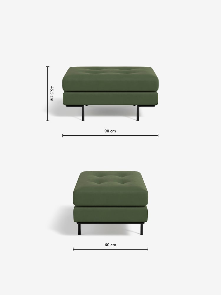 MADE.COM Matt Velvet Grass Green Harlow Footstool - Image 3 of 3
