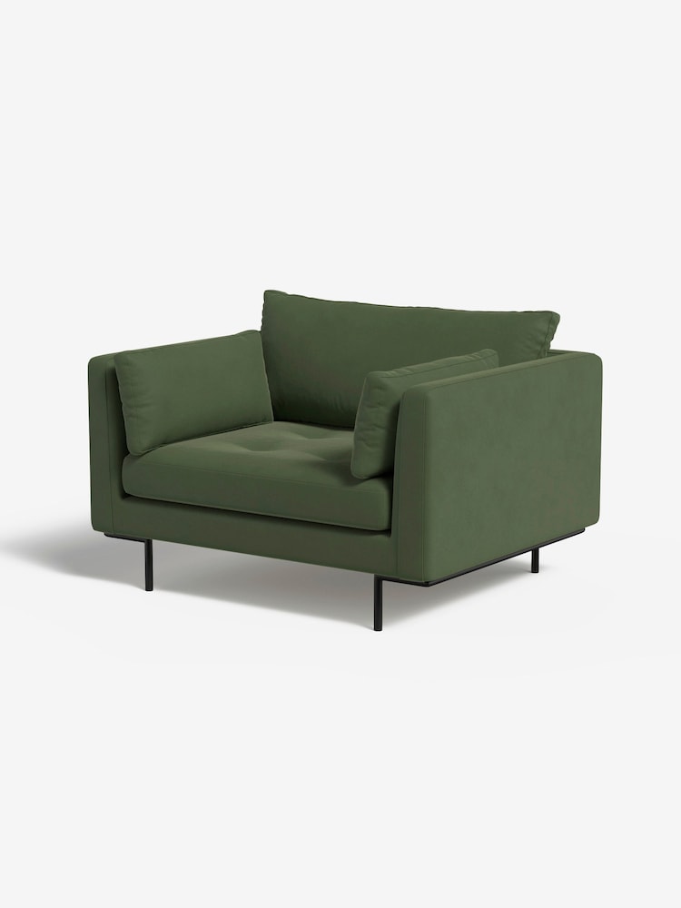 MADE.COM Matt Velvet Grass Green Harlow Loveseat - Image 1 of 4