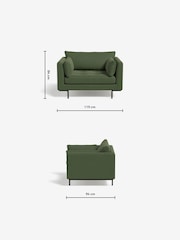 MADE.COM Matt Velvet Grass Green Harlow Loveseat - Image 3 of 4