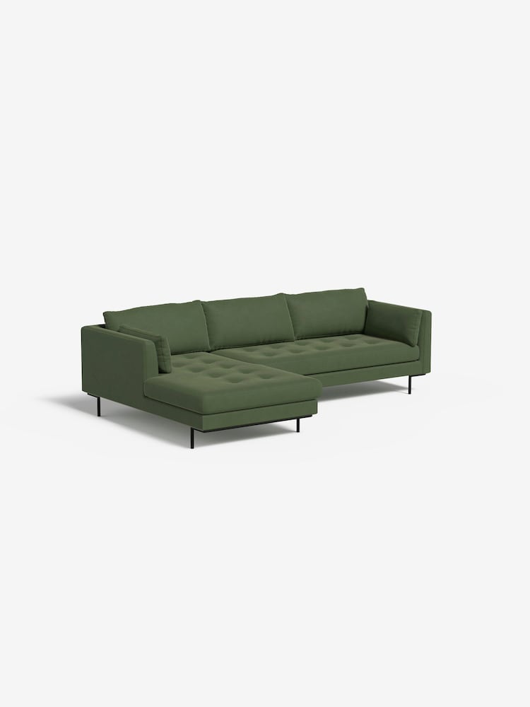 MADE.COM Matt Velvet Grass Green Harlow Left Hand Facing Corner Sofa - Image 1 of 4