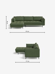 MADE.COM Matt Velvet Grass Green Harlow Left Hand Facing Corner Sofa - Image 3 of 4