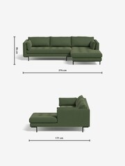 MADE.COM Matt Velvet Grass Green Harlow Right Hand Facing Corner Sofa - Image 3 of 4
