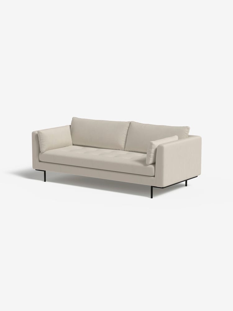 MADE.COM Cotton Weave Pebble Grey Harlow 3 Seater Sofa - Image 1 of 4