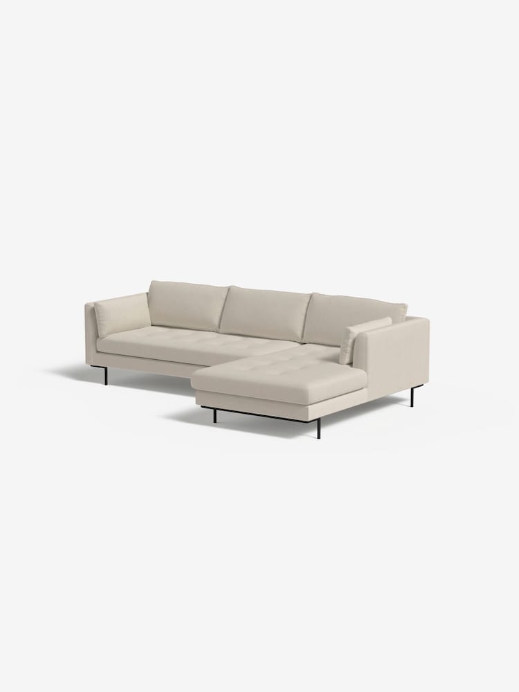 MADE.COM Cotton Weave Pebble Grey Harlow Right Hand Facing Corner Sofa - Image 1 of 4