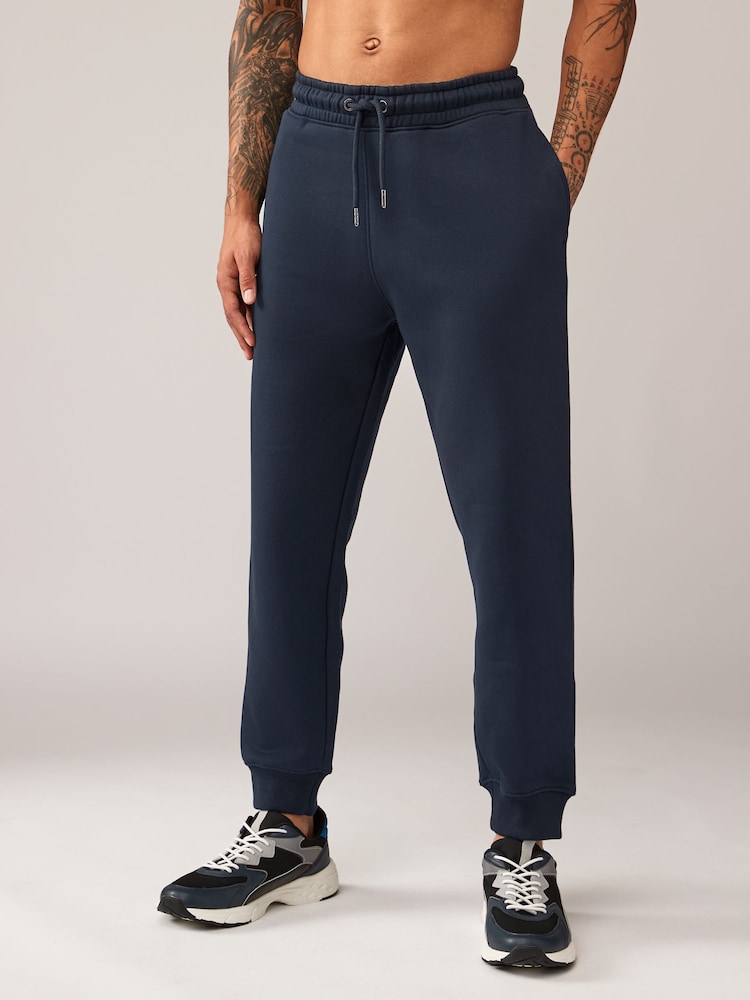 Bleu marine - Ajustement régulier - Pantalons de jogging en jersey riche en coton - Image 1 of 1