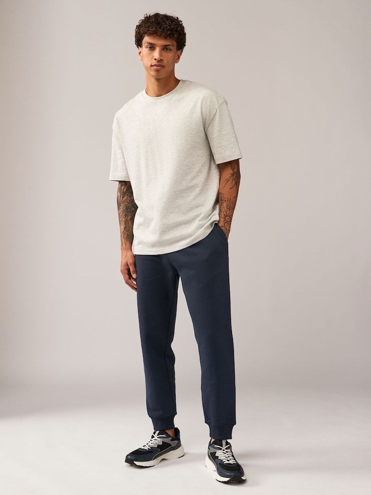 Navy Blue Regular Fit Cotton Rich Jersey Joggers - Image 2 of 10