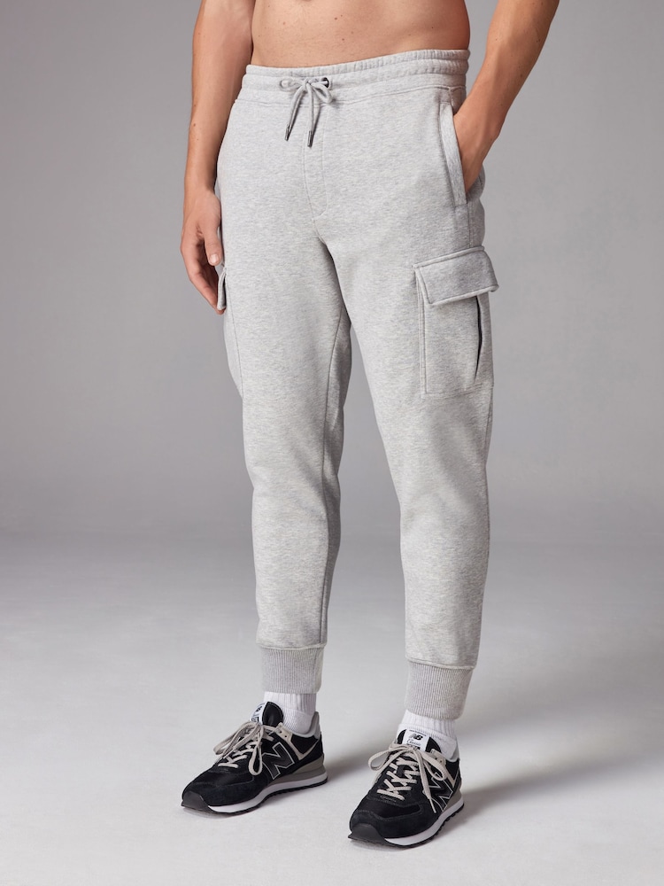 Grey Cuff Cotton Rich Jersey Cargo Joggers - Image 1 of 10