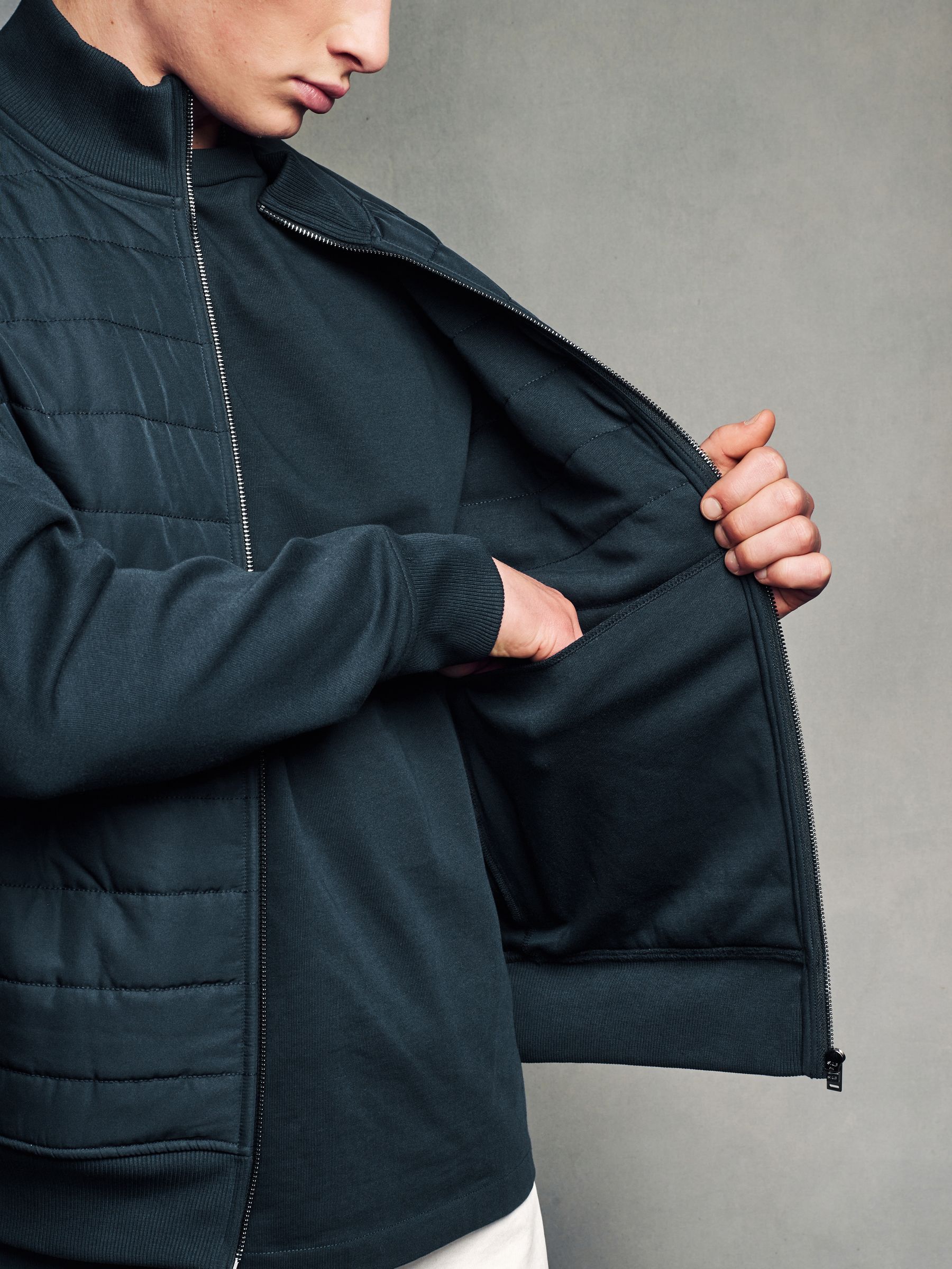 Buy Navy Blue Hybrid Funnel Neck Jacket from Next USA