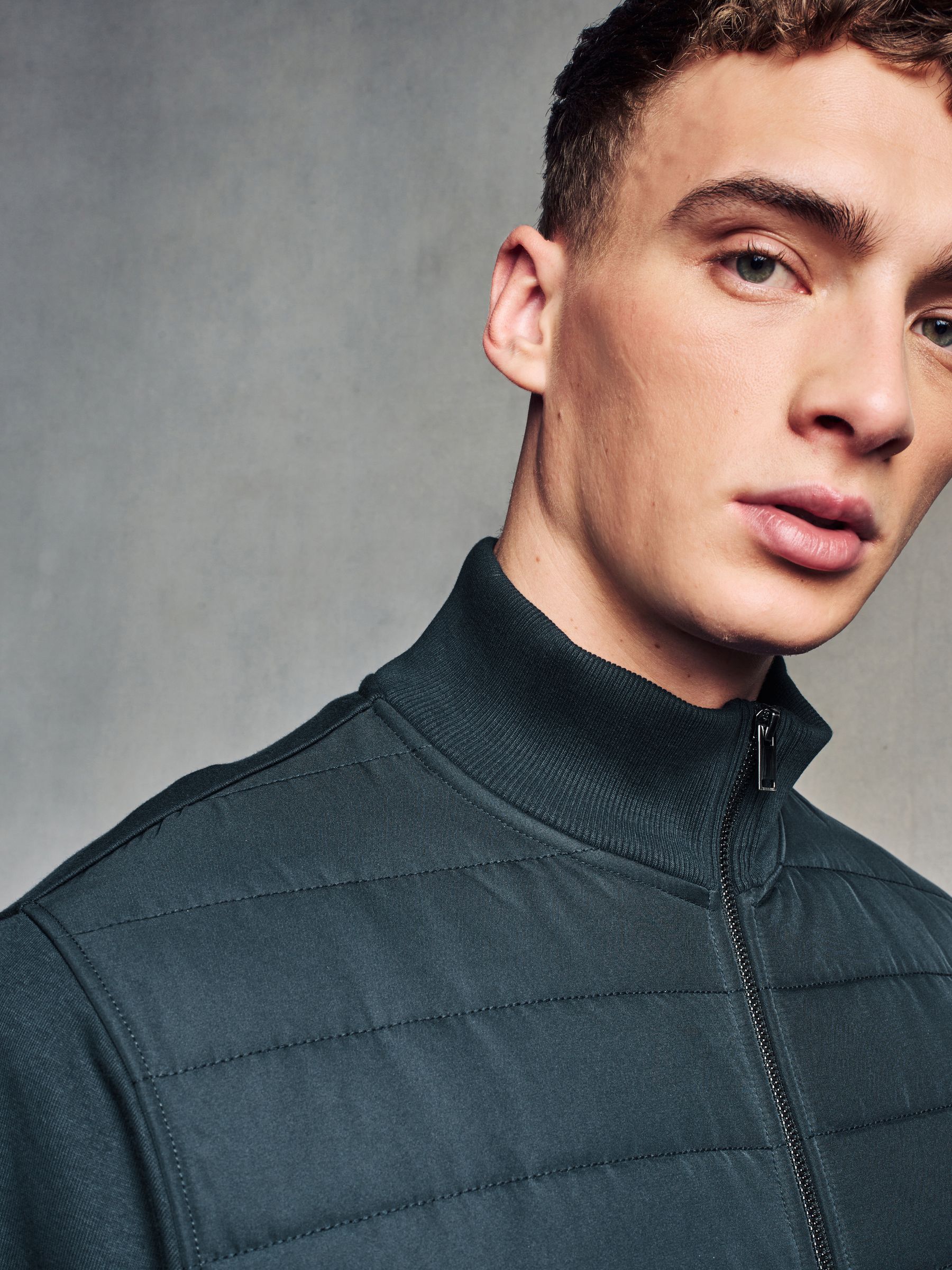 Buy Navy Blue Hybrid Funnel Neck Jacket from Next USA