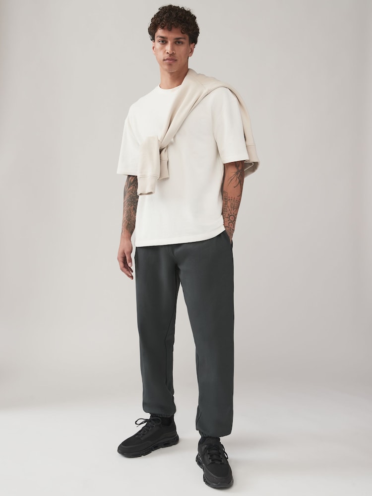 Slate Grey Relaxed Fit Cotton Rich Jersey Joggers - Image 2 of 8 Slate Grey Relaxed Fit Cotton Rich Jersey Joggers - Image 2 of 8