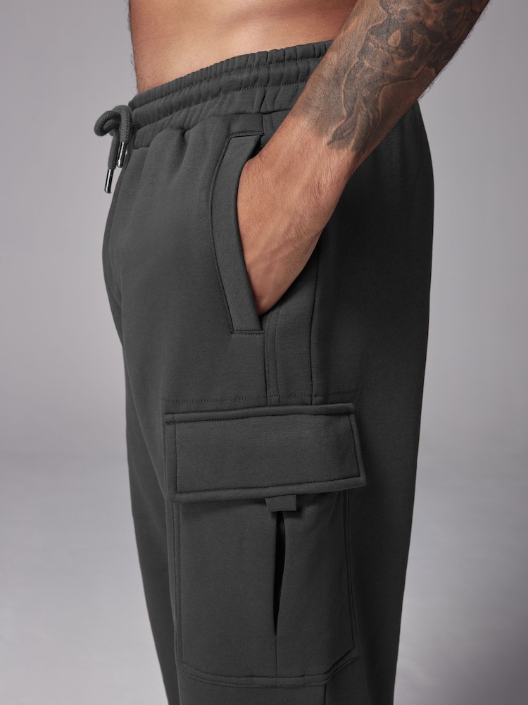 Slate Grey Open Cotton Rich Jersey Cargo Joggers - Image 7 of 10