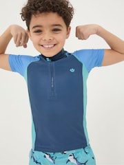 FatFace Blue Colour Block Rash Vest - Image 1 of 4