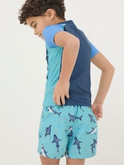 FatFace Blue Colour Block Rash Vest - Image 2 of 4