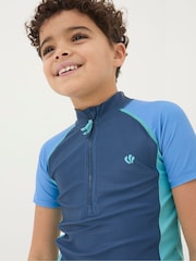 FatFace Blue Colour Block Rash Vest - Image 3 of 4
