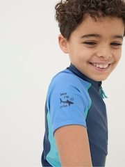 FatFace Blue Colour Block Rash Vest - Image 4 of 4