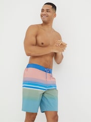FatFace Camber Pink Placement Stripe Swim Shorts - Image 1 of 4