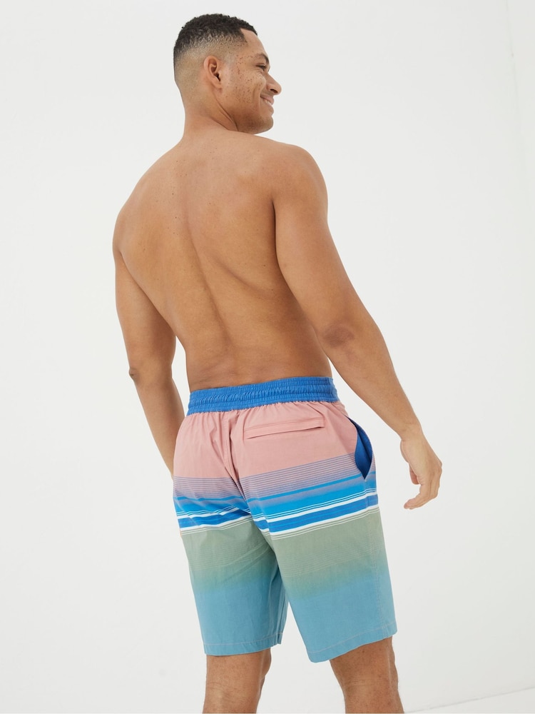 FatFace Camber Pink Placement Stripe Swim Shorts - Image 2 of 4