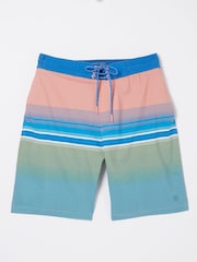FatFace Camber Pink Placement Stripe Swim Shorts - Image 4 of 4