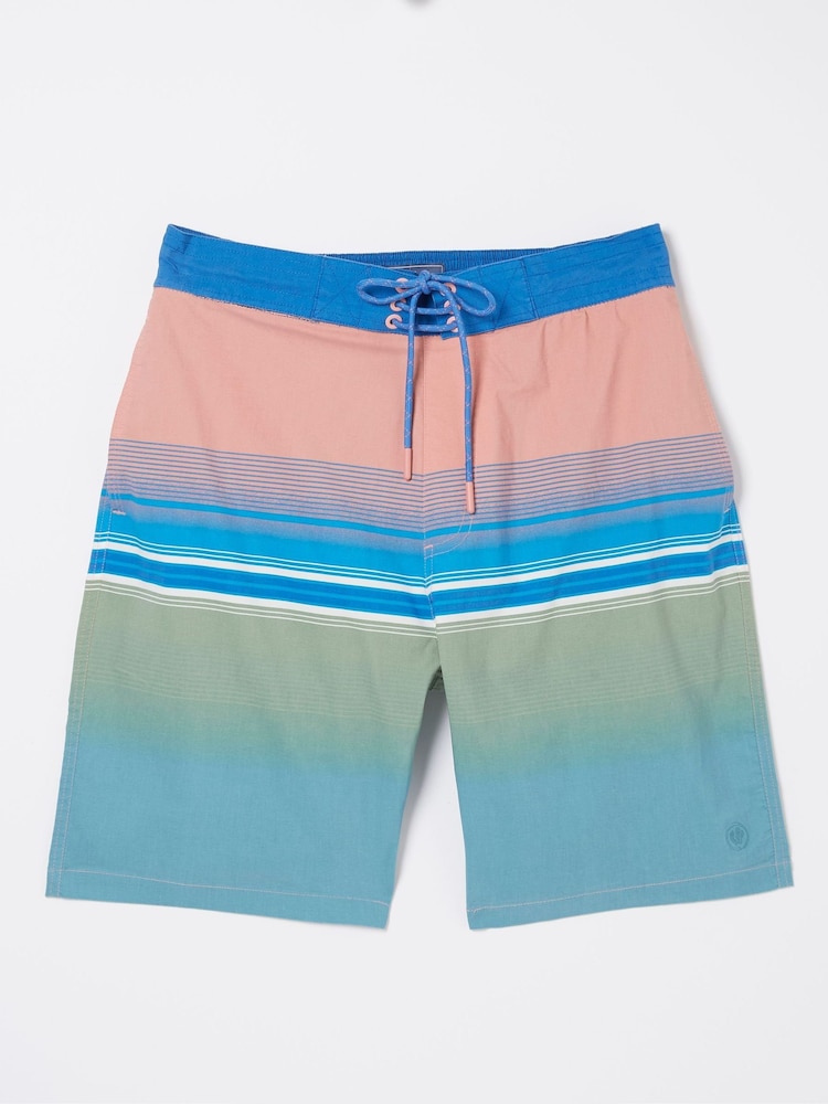 FatFace Camber Pink Placement Stripe Swim Shorts - Image 4 of 4