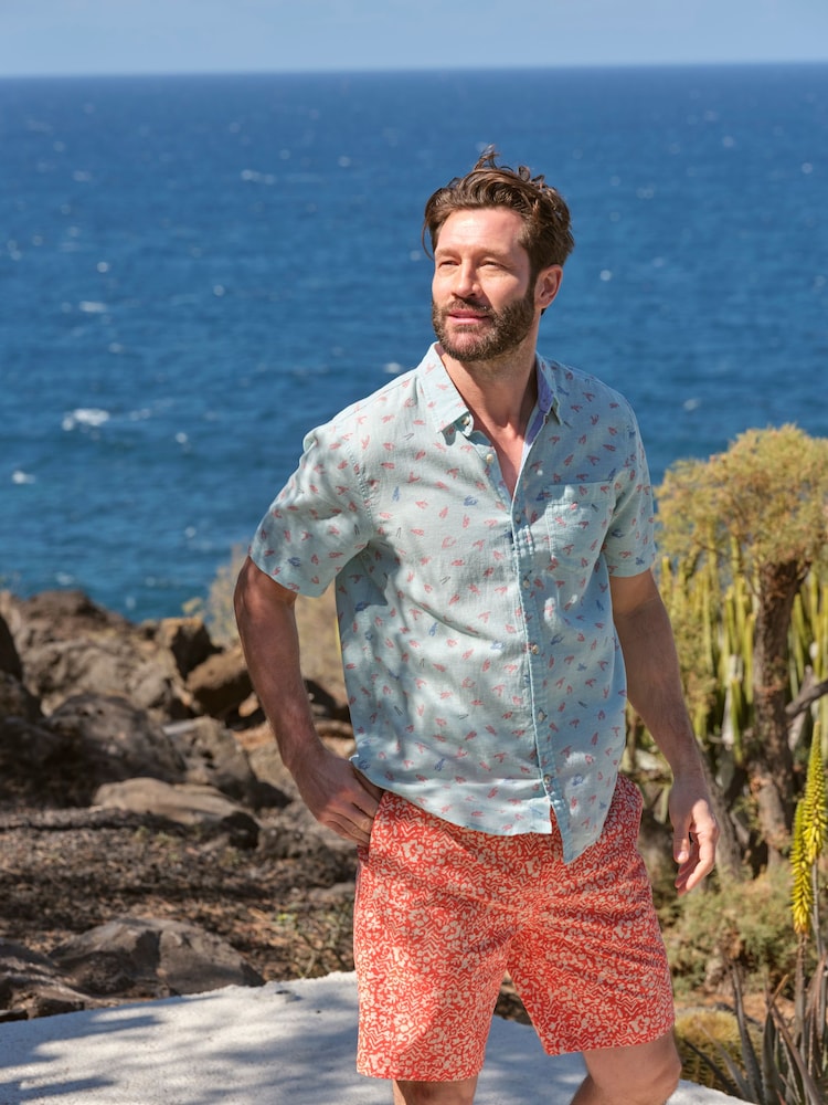 FatFace Camber Orange Hibiscus Print Swim Shorts - Image 2 of 6