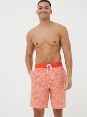FatFace Camber Orange Hibiscus Print Swim Shorts - Image 3 of 6