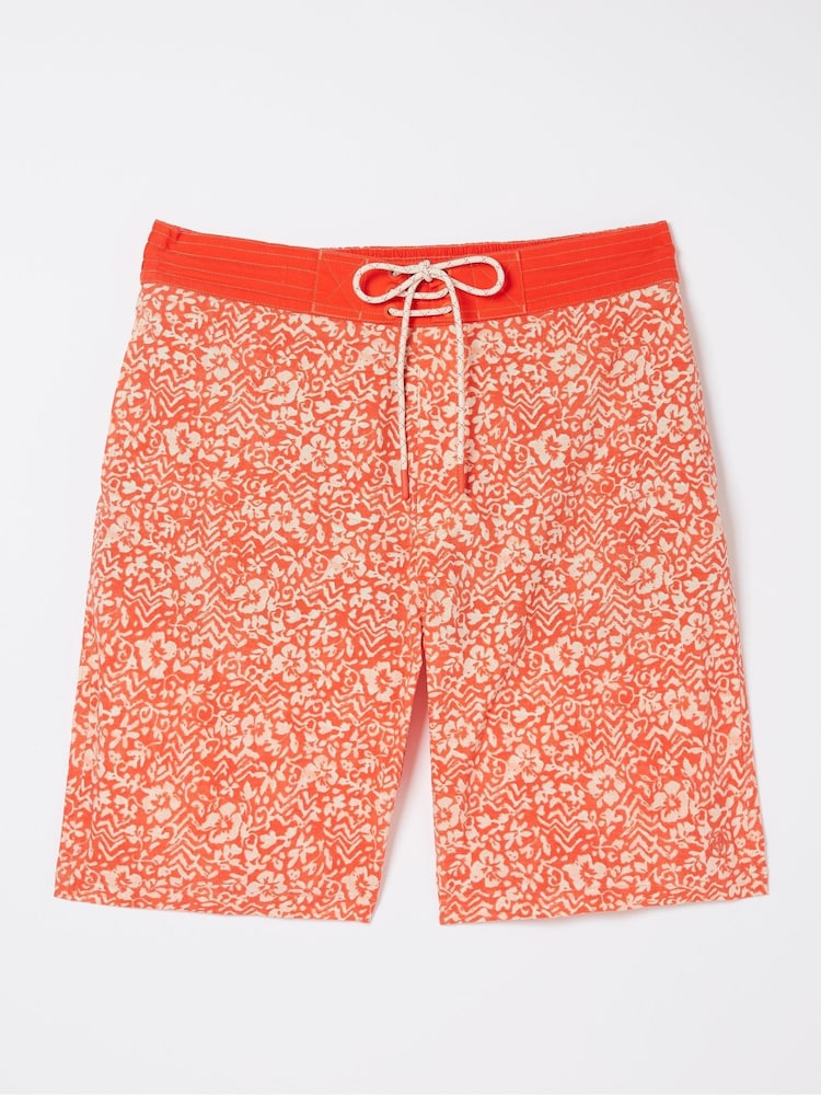 FatFace Camber Orange Hibiscus Print Swim Shorts - Image 6 of 6