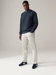 Navy Blue Crew Sweatshirt Premium Texture Crew Sweatshirt - Image 2 of 8