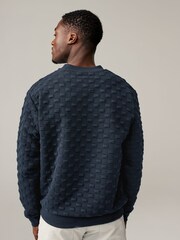 Navy Blue Crew Sweatshirt Premium Texture Crew Sweatshirt - Image 4 of 8