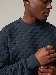 Navy Blue Crew Sweatshirt Premium Texture Crew Sweatshirt - Image 5 of 8