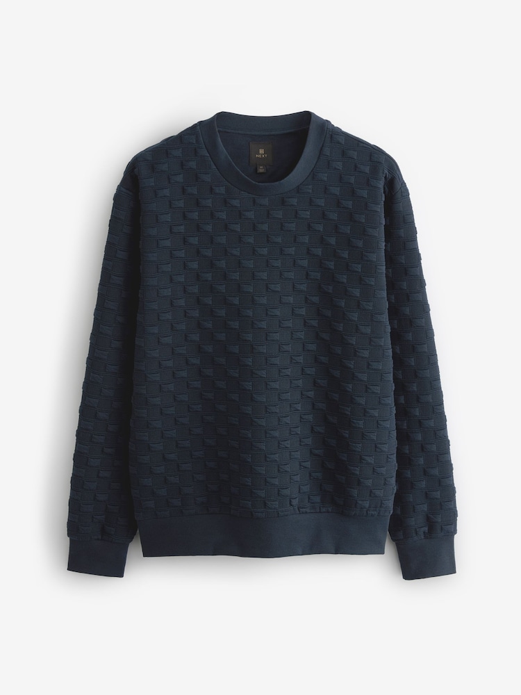 Navy Blue Crew Sweatshirt Premium Texture Crew Sweatshirt - Image 6 of 8
