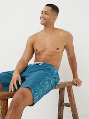 FatFace Camber Green Panel Print Swim Shorts - Image 3 of 5