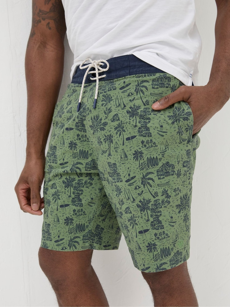 FatFace Camber Green Beach Print Swim Shorts - Image 2 of 4
