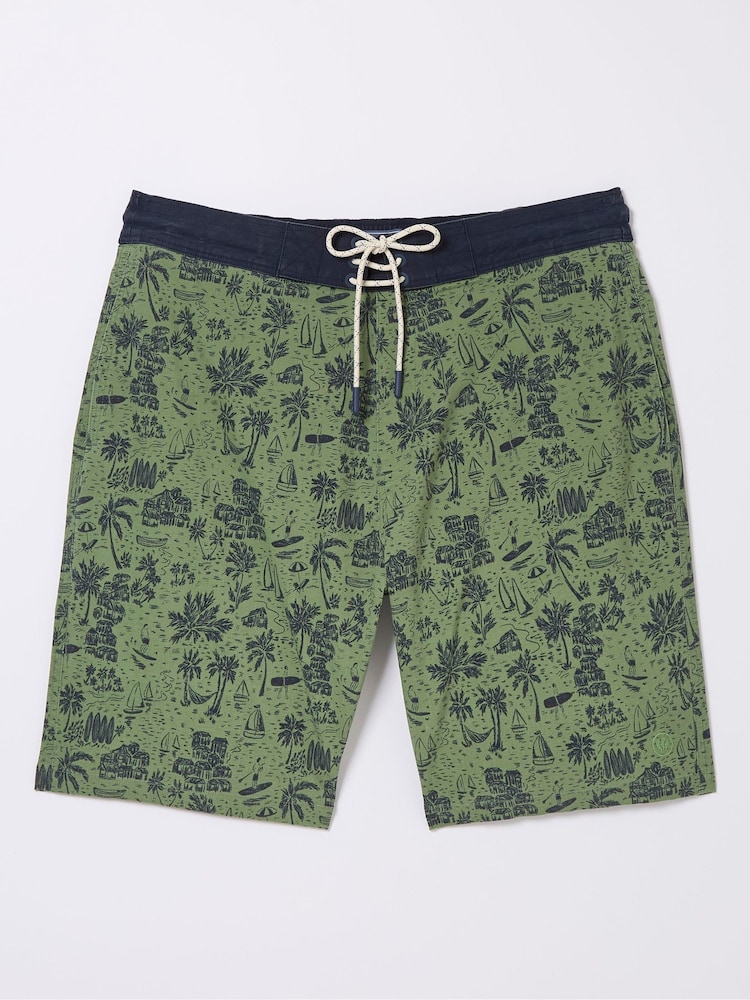 FatFace Camber Green Beach Print Swim Shorts - Image 4 of 4