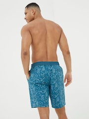 FatFace Camber Blue Leaf Print Swim Shorts - Image 2 of 5
