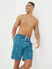 FatFace Camber Blue Leaf Print Swim Shorts - Image 3 of 5