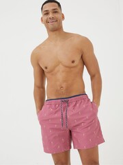FatFace Pink Trevose Colour Block Swim Shorts - Image 1 of 5
