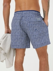 FatFace Blue Trevose Tile Print Swim Shorts - Image 2 of 4