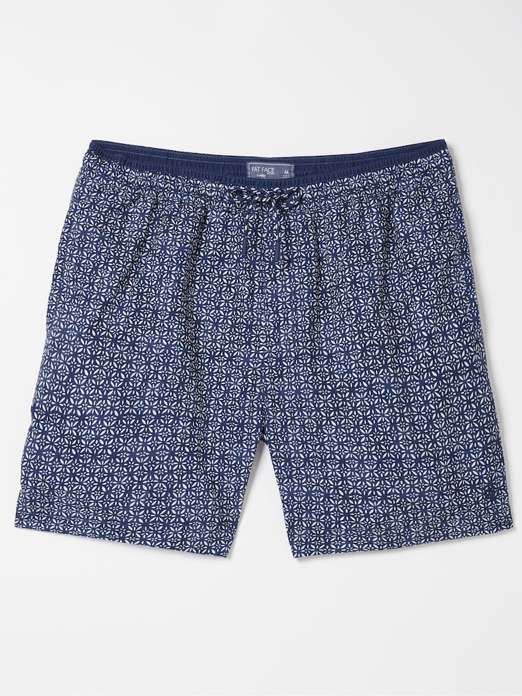 FatFace Blue Trevose Tile Print Swim Shorts - Image 4 of 4 FatFace Blue Trevose Tile Print Swim Shorts - Image 4 of 4
