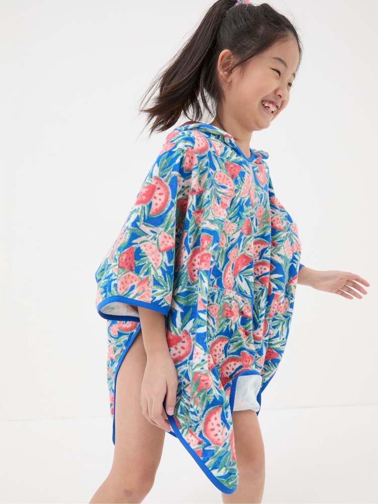 FatFace Blue Watermelon Towelling Poncho - Image 1 of 4