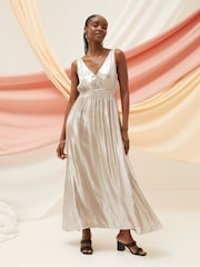 FatFace Silver Mimosa Metallic Maxi Dress - Image 2 of 7