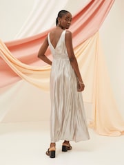 FatFace Silver Mimosa Metallic Maxi Dress - Image 3 of 7