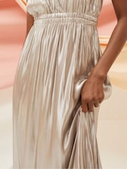 FatFace Silver Mimosa Metallic Maxi Dress - Image 6 of 7