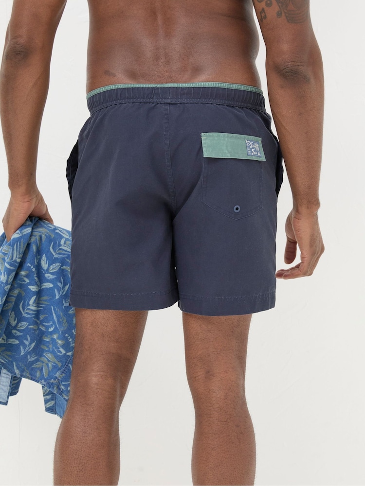 FatFace Blue Trevose Plain Swim Shorts - Image 2 of 5 FatFace Blue Trevose Plain Swim Shorts - Image 2 of 5