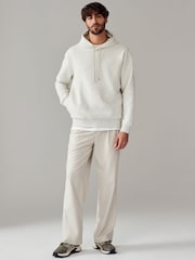 Light Grey Hooded Textured Overhead Hoodie - Image 4 of 8