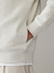 Light Grey Hooded Textured Overhead Hoodie - Image 6 of 8